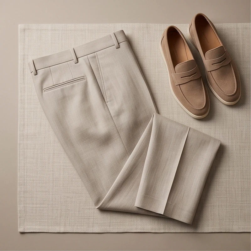 Bologna Neutral Travel Trouser