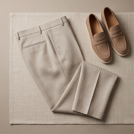 Bologna Neutral Travel Trouser