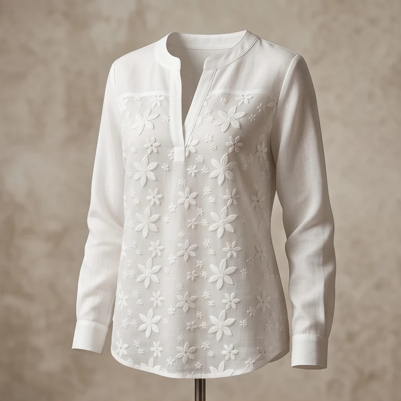 Siena Embroidered Linen Blouse