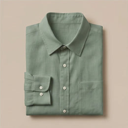 Luca Linen Long-Sleeve Shirt - Green colour variant image