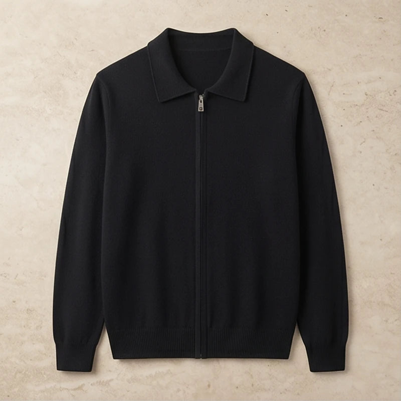 Ravello Cashmere Zip Cardigan - Black generated variant image