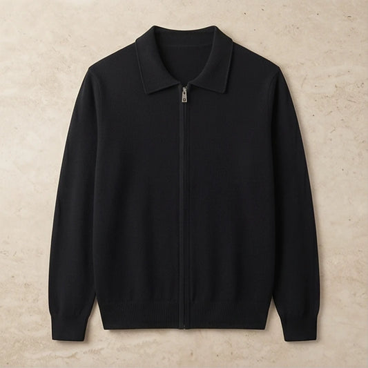 Ravello Cashmere Zip Cardigan - Black generated variant image