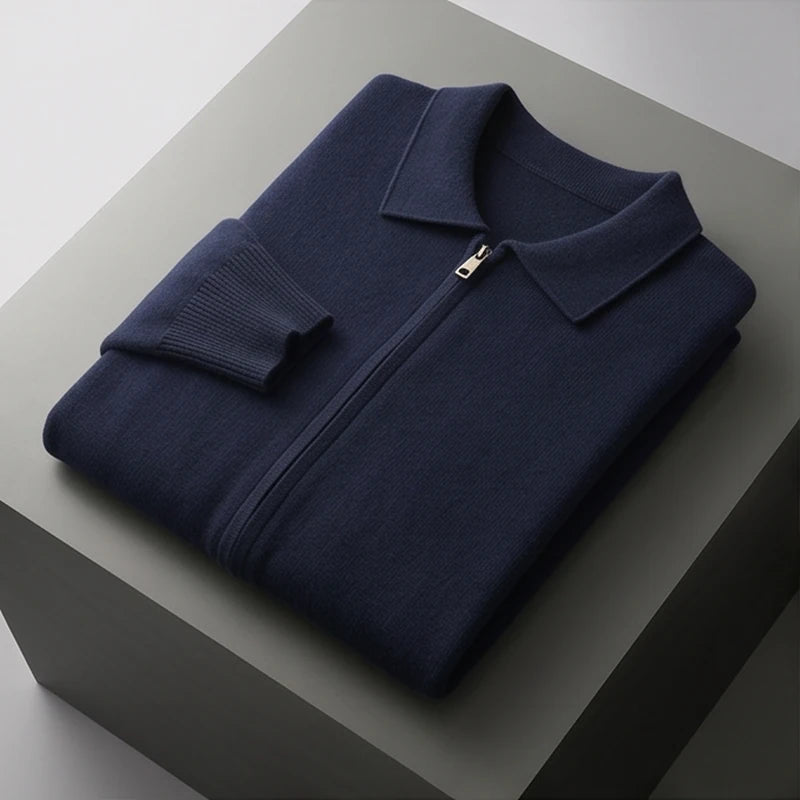 Ravello Cashmere Zip Cardigan - Navy Blue generated variant image