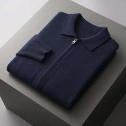 Ravello Cashmere Zip Cardigan - Navy Blue generated variant image