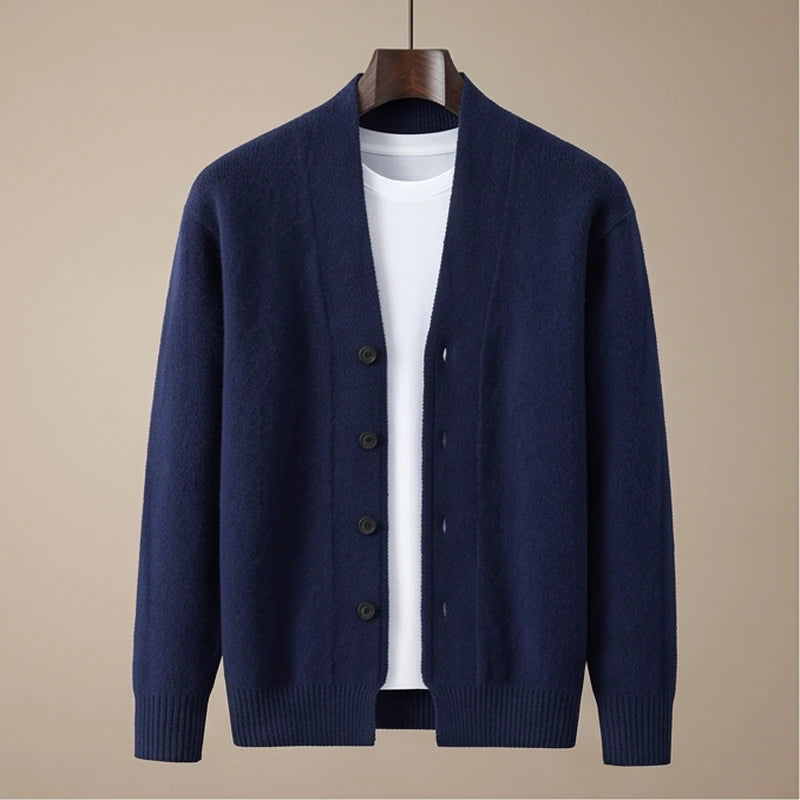 Varenna Wool V-Neck Cardigan - Navy Blue generated variant image