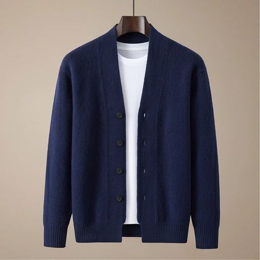 Varenna Wool V-Neck Cardigan - Navy Blue generated variant image