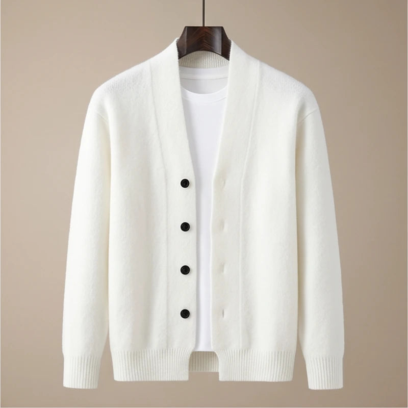 Varenna Wool V-Neck Cardigan - White generated variant image