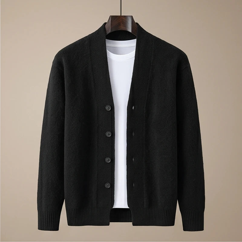 Varenna Wool V-Neck Cardigan - Black generated variant image
