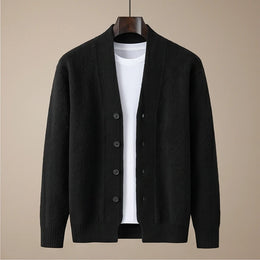 Varenna Wool V-Neck Cardigan - Black generated variant image