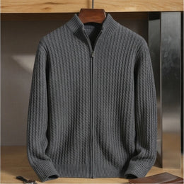 Como Merino Mock-Neck Cardigan - Dark Gray generated variant image