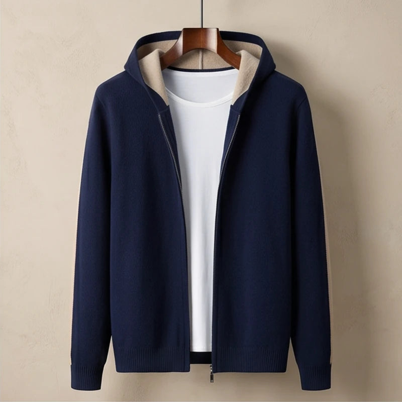 Courmayeur Cashmere Hooded Cardigan - Navy Blue generated variant image