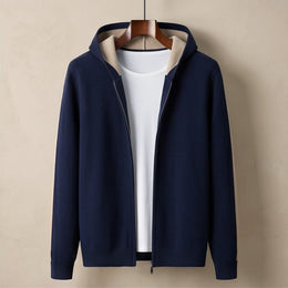 Courmayeur Cashmere Hooded Cardigan - Navy Blue generated variant image