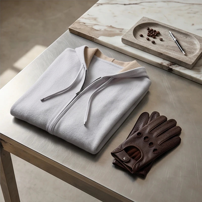 Courmayeur Cashmere Hooded Cardigan - generated Marco Elvani gallery cell 9