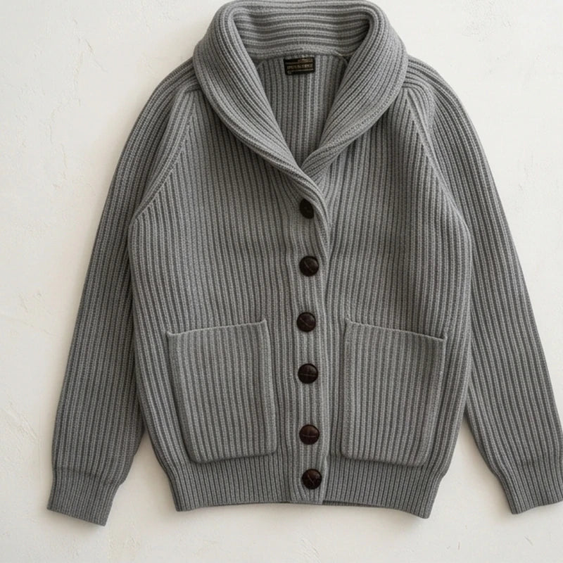 Ortisei Heavy Wool Shawl Cardigan - Gray generated variant image