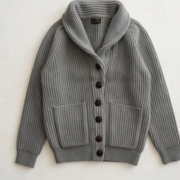Ortisei Heavy Wool Shawl Cardigan - Gray generated variant image
