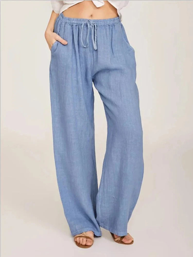 Alessia Linen Wide-Leg Trouser - Light Blue variant image
