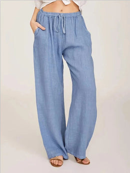 Alessia Linen Wide-Leg Trouser - Light Blue variant image