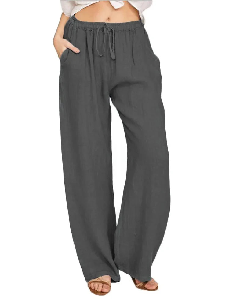 Alessia Linen Wide-Leg Trouser - Dark Grey variant image