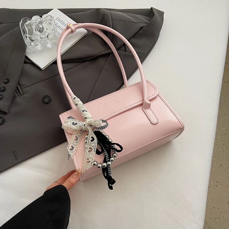 Palermo Silk-Scarf Leather Tote - Blush Pink variant image