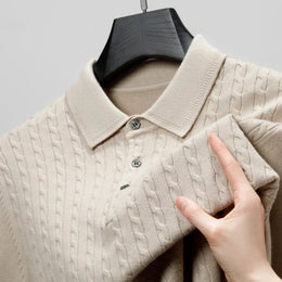 Como Cable Knit Polo - Beige (Beige)
