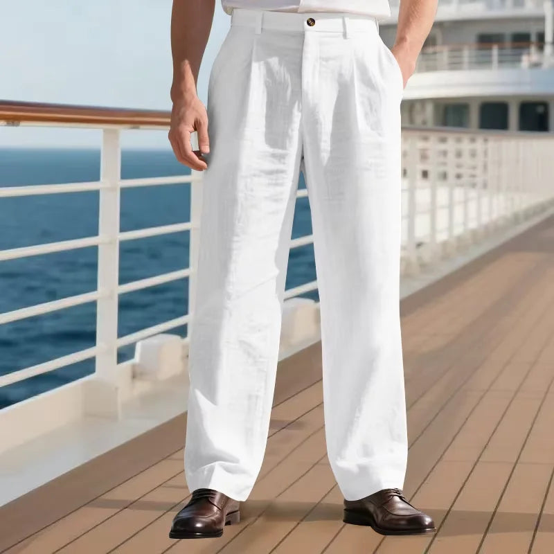 Modena Resort Linen Trouser - White (WHITE)