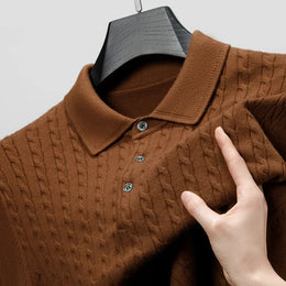 Como Cable Knit Polo - Brown (Brown)