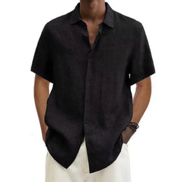 Ravello Short Sleeve Linen Shirt - Black (black)