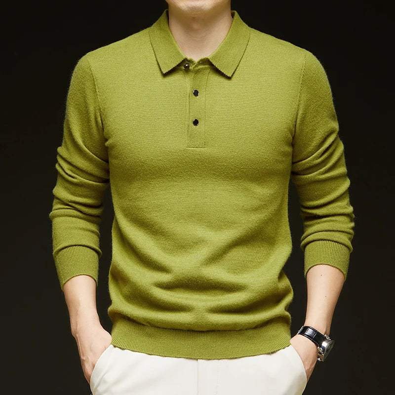 Milano Cashmere-Blend Polo - Avocado Green (Avocadogrün)