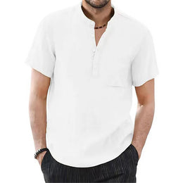 Sorrento Linen Henley Shirt - White (WEISS)
