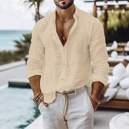 Portofino Linen Resort Shirt - Khaki (Khaki)