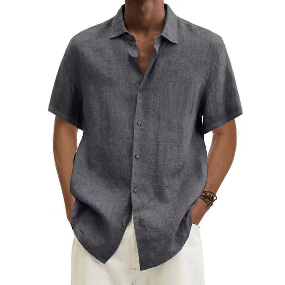 Ravello Short Sleeve Linen Shirt - Gray (gray)