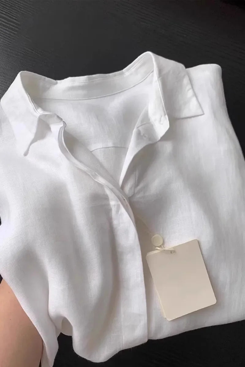 Bianca Linen Long-Sleeve Shirt - White variant image
