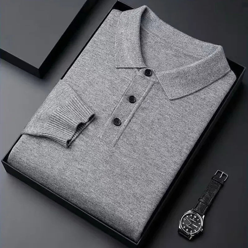 Firenze Folded Knit Polo - Gray (Grau)