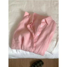 Bianca Linen Long-Sleeve Shirt - Dark Pink variant image