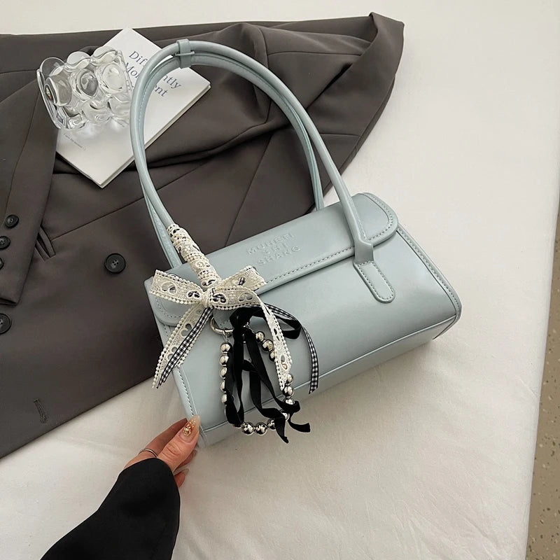 Palermo Silk-Scarf Leather Tote - Navy Blue variant image