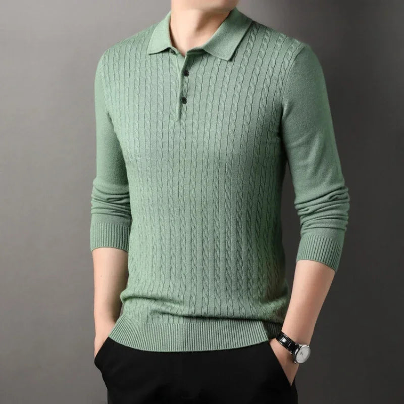 Como Cable Knit Polo - Green (Grün)