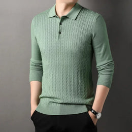 Como Cable Knit Polo - Green (Grün)