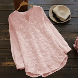 Siena Embroidered Linen Blouse - Pink variant image