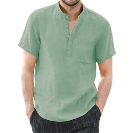 Sorrento Linen Henley Shirt - Green (Grün)