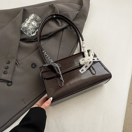Palermo Silk-Scarf Leather Tote - Coffee Brown variant image
