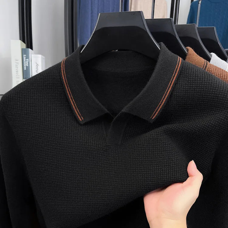 Verona Waffle Knit Polo - Black (schwarz)