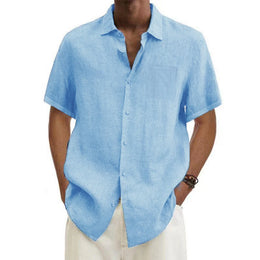 Ravello Short Sleeve Linen Shirt - Blue (blue)