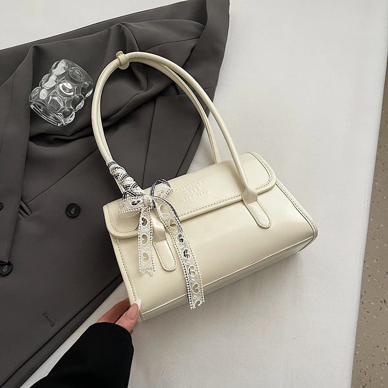 Palermo Silk-Scarf Leather Tote - Beige variant image
