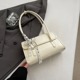 Palermo Silk-Scarf Leather Tote - Beige variant image
