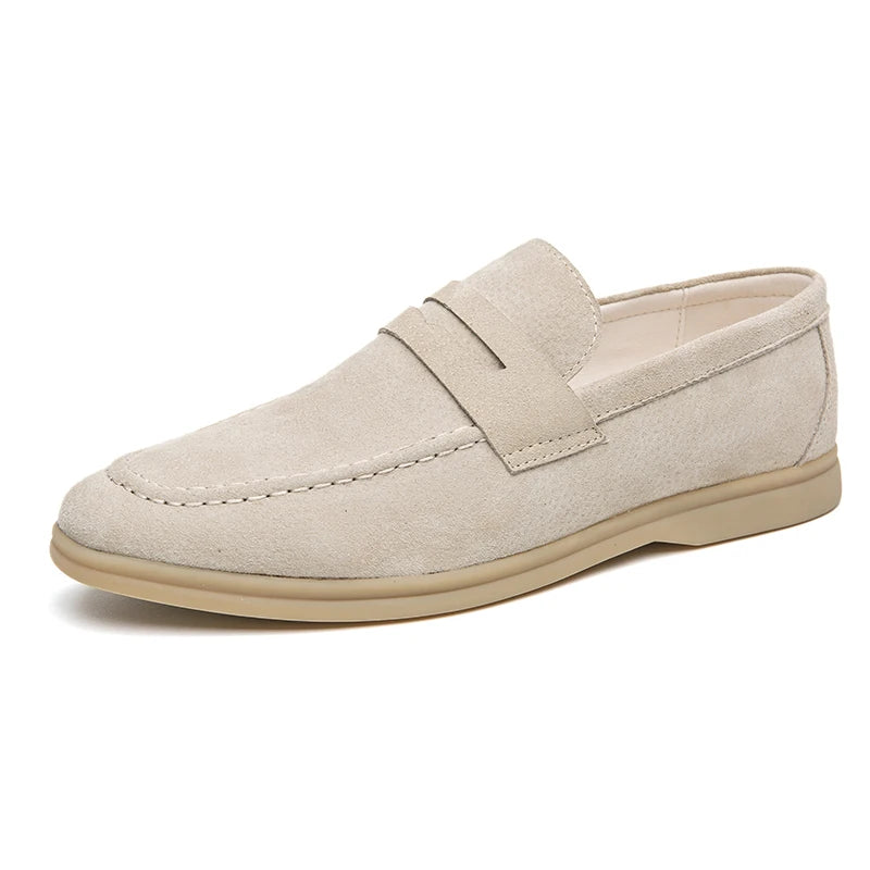 Lugano Suede Penny Loafer - Beige (supplier: Beige)