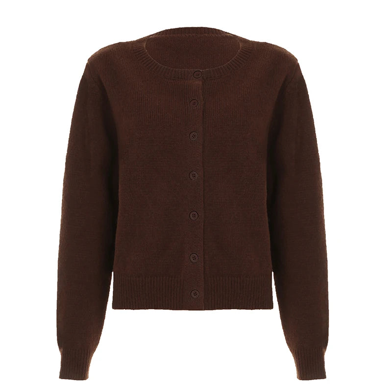 Lucia Wool-Blend Cardigan - Dark Brown variant image