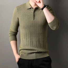 Como Cable Knit Polo - Army Green (armeegrün)