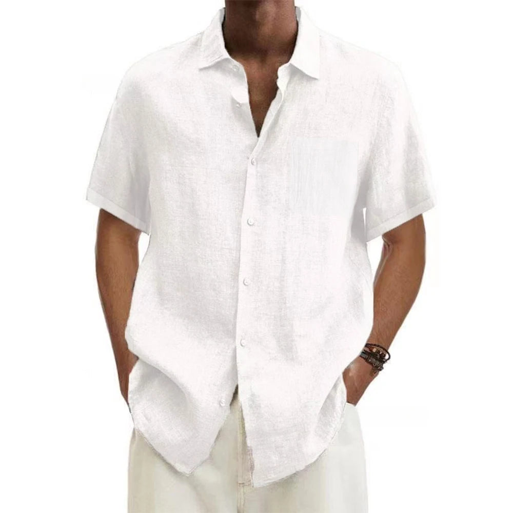 Ravello Short Sleeve Linen Shirt - White (white)