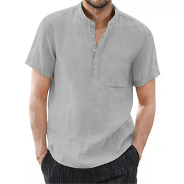 Sorrento Linen Henley Shirt - Gray (Grau)