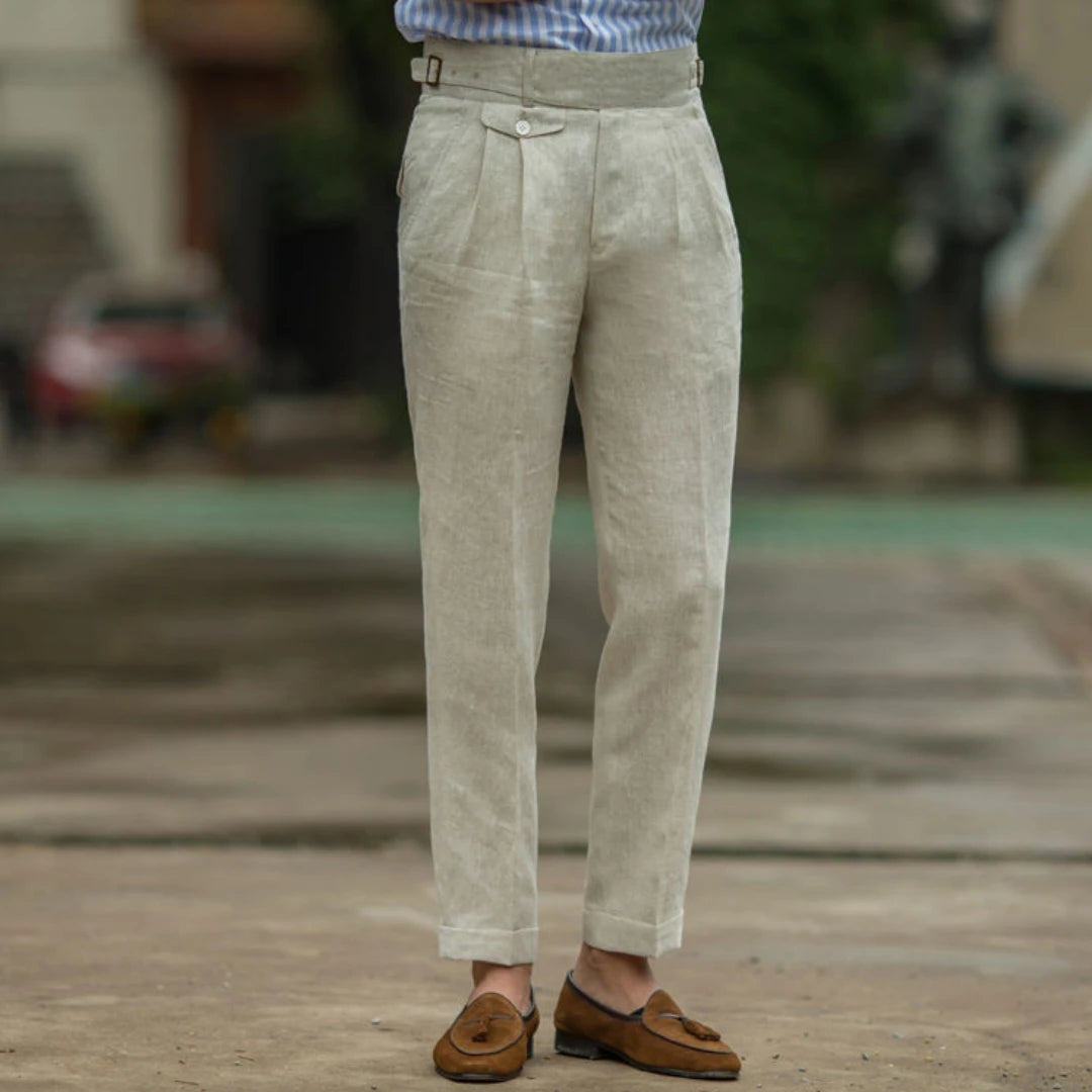 Varenna Summer Pleated Trouser - Beige (Beige)